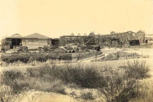 447: San Dieguito High School under construction. Harry Mons, Contractor; Clarence Darrough, Superintendent. From the collection of Richard Scott.
