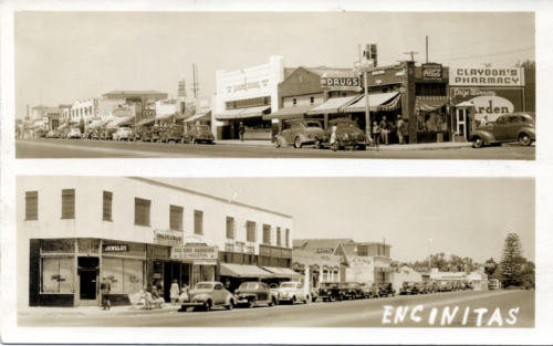 629: Postcard; Downtown Encinitas ca 1945
