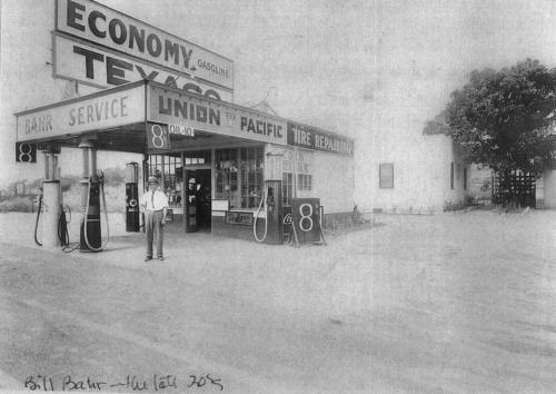 681: Bill Bahr with Bahr Service Station, Texaco and Union Pacific, late 1920's
