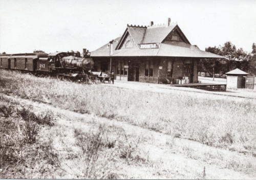 854 :Del Mar Historical Collection, EN-17. Encinitas Depot in early 1900's. Note outhouse right background.

